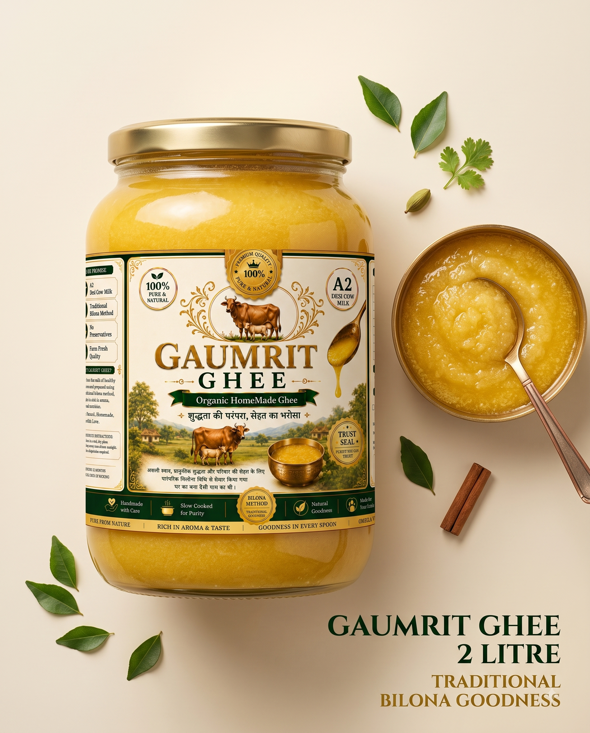 GAUMRIT A2 Desi Cow Ghee – 2 Litre