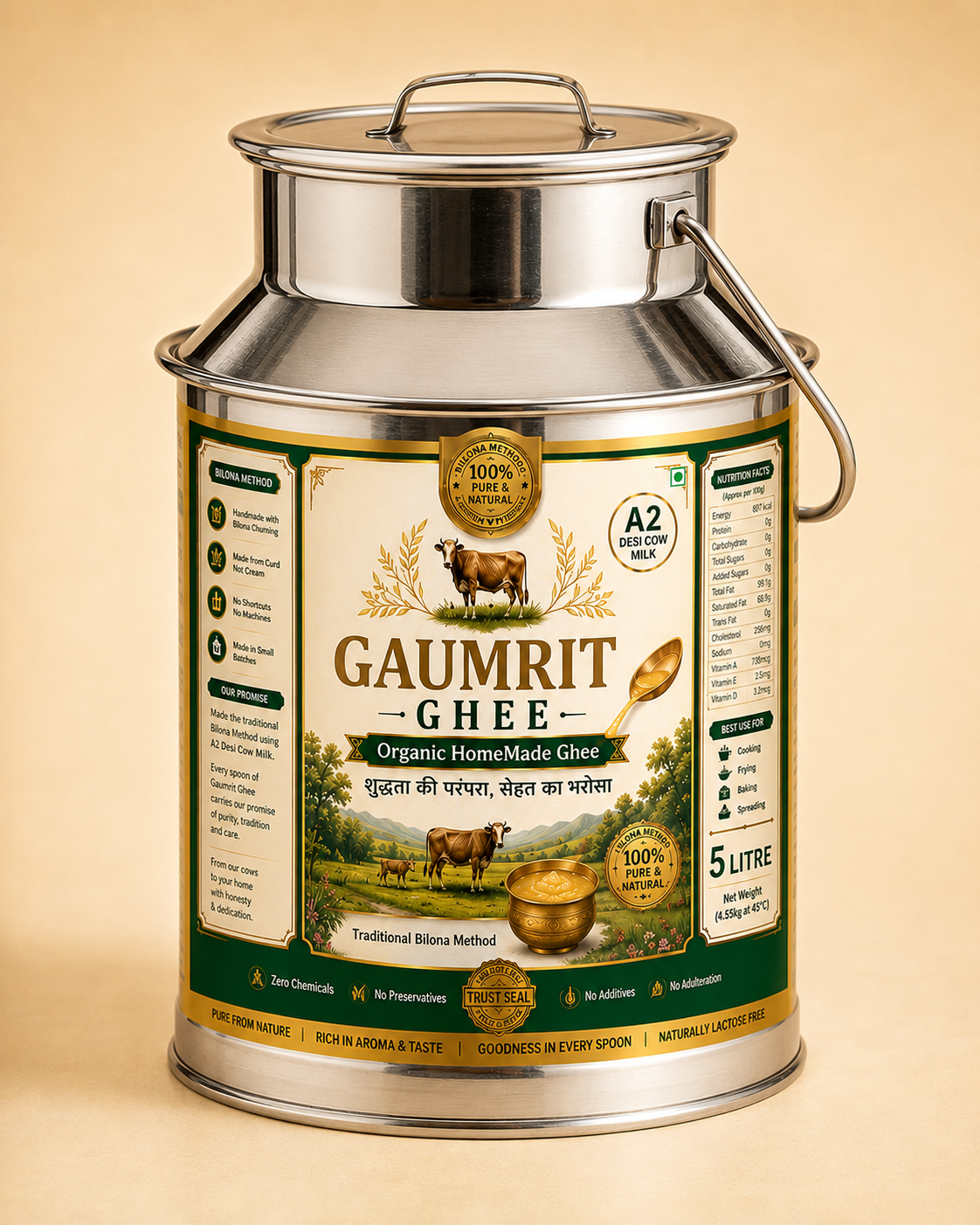 GAUMRIT A2 Desi Cow Ghee – 5 Litre