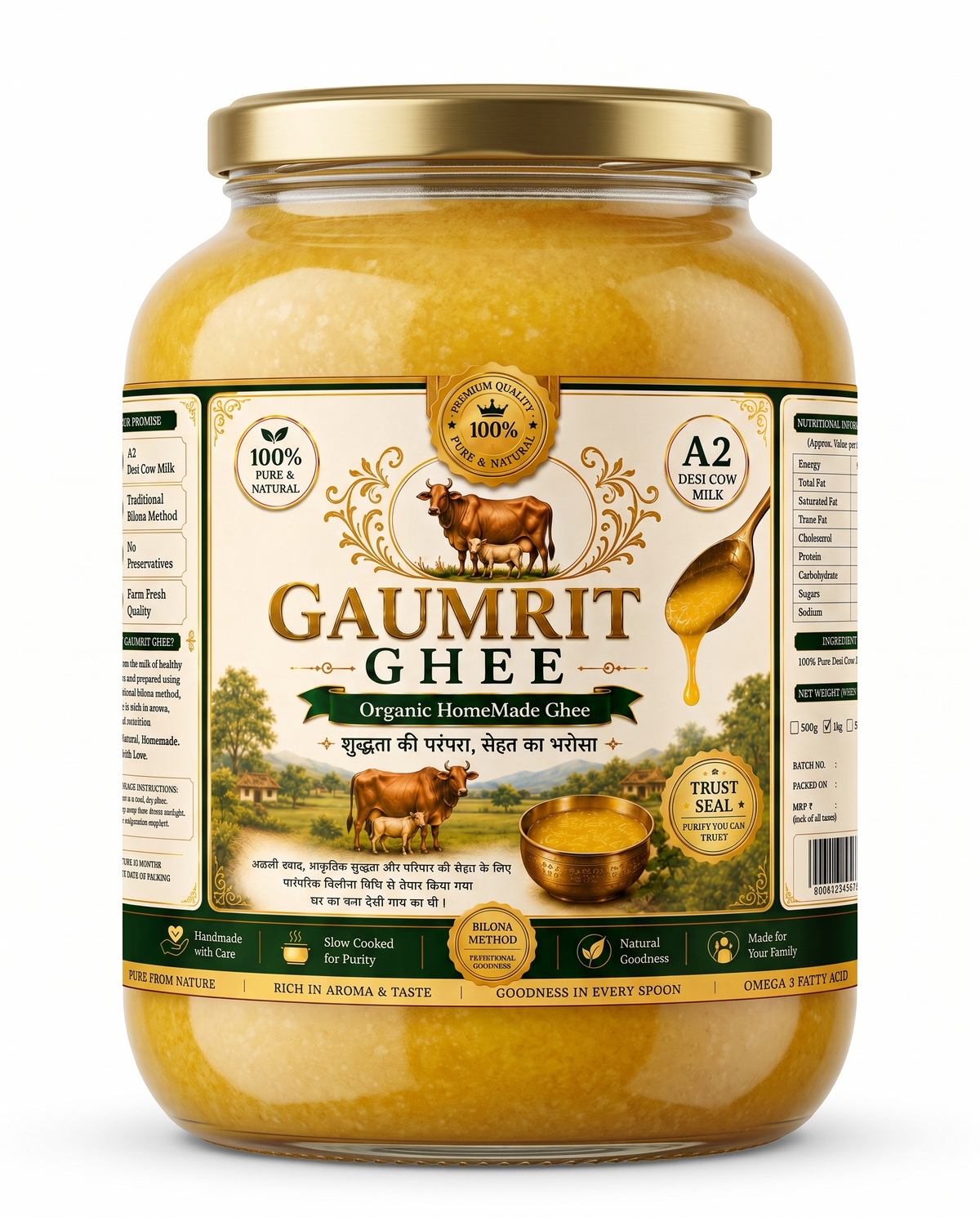 GAUMRIT A2 Desi Cow Ghee – 2 Litre