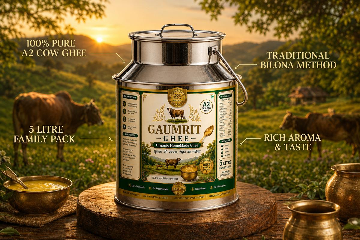GAUMRIT A2 Desi Cow Ghee – 5 Litre