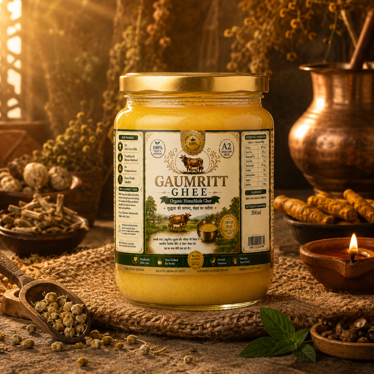 GAUMRIT A2 Desi Cow Ghee – 500 ML