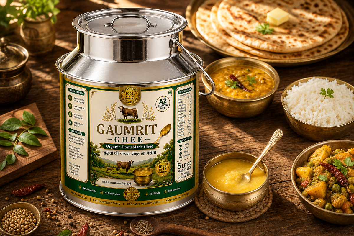 GAUMRIT A2 Desi Cow Ghee – 5 Litre