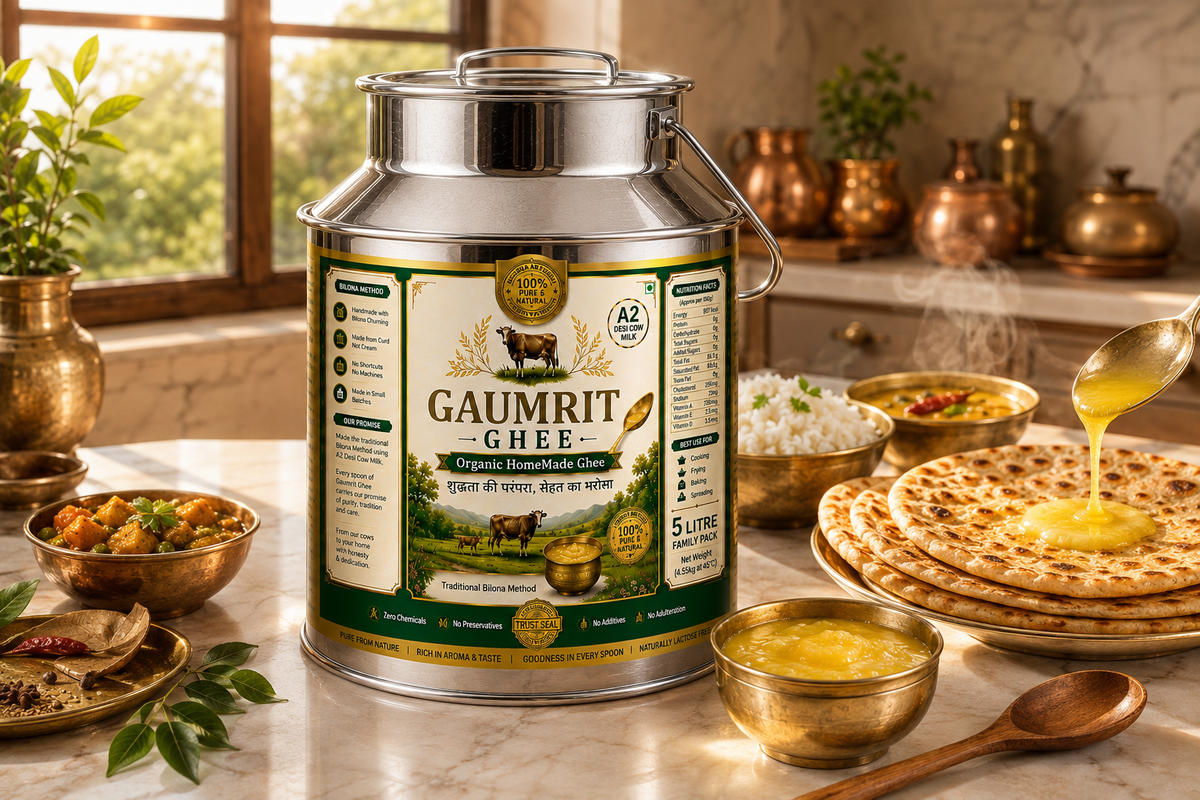 GAUMRIT A2 Desi Cow Ghee – 5 Litre